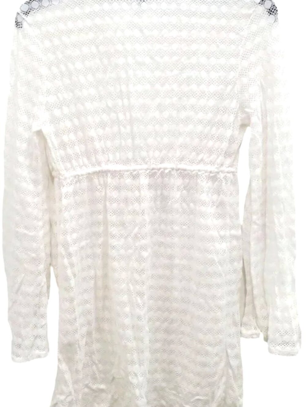 Jantzen Long Sleeve White Eyelet Tie-Front Swim Cover-Up - Size Small (Est) - Picture 6 of 12